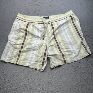 Vilebrequin Swim Shorts Mens 2XL Blue Beige Stripe Mesh Lined Drawstring Pockets